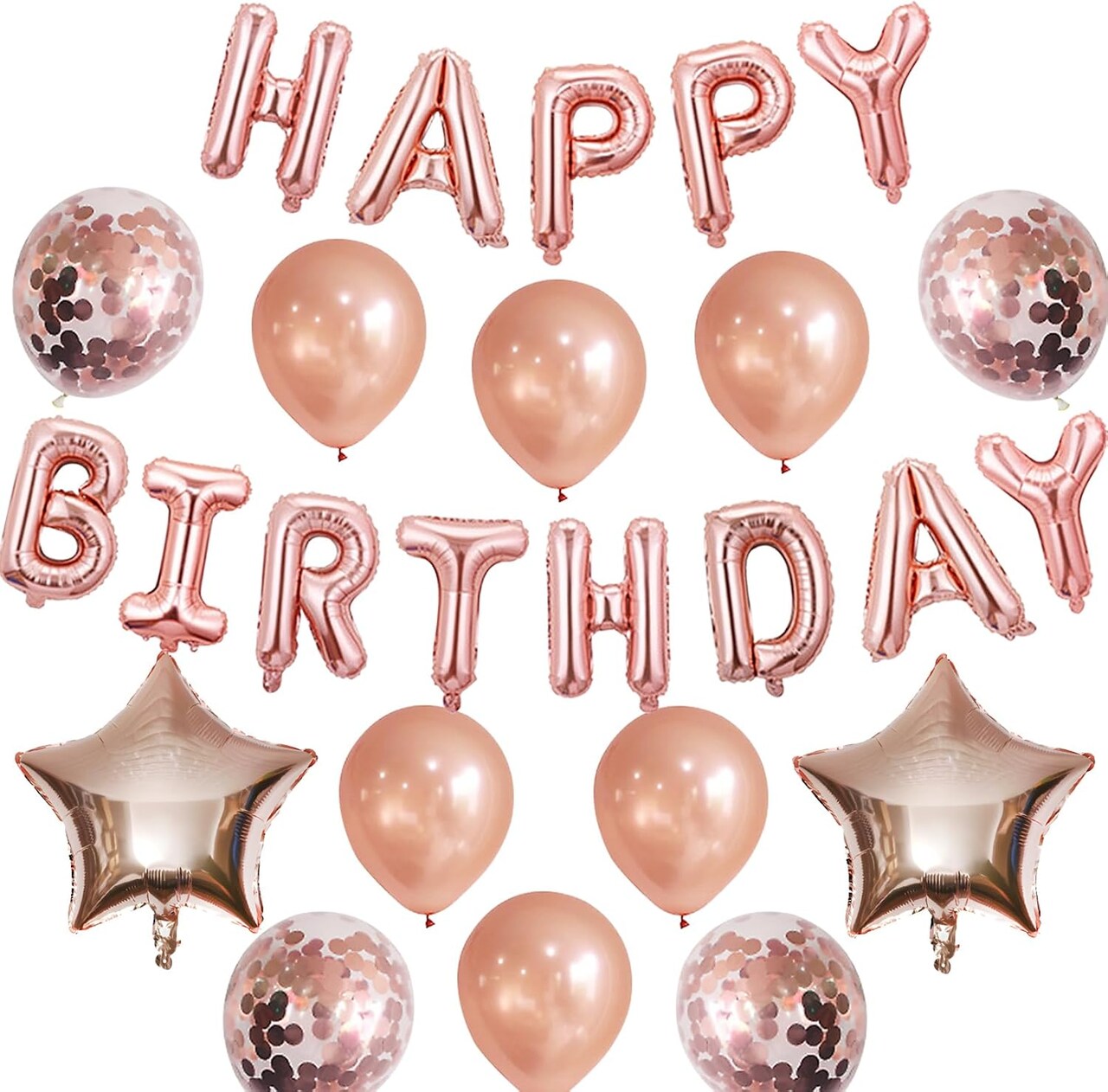 Rose Gold Balloons Happy Birthday Balloons Banner 16 Inch Aluminum film Letters Balloons for Party Decoration Scene Arrangement Balloon Birthday Event Celebration Decorations